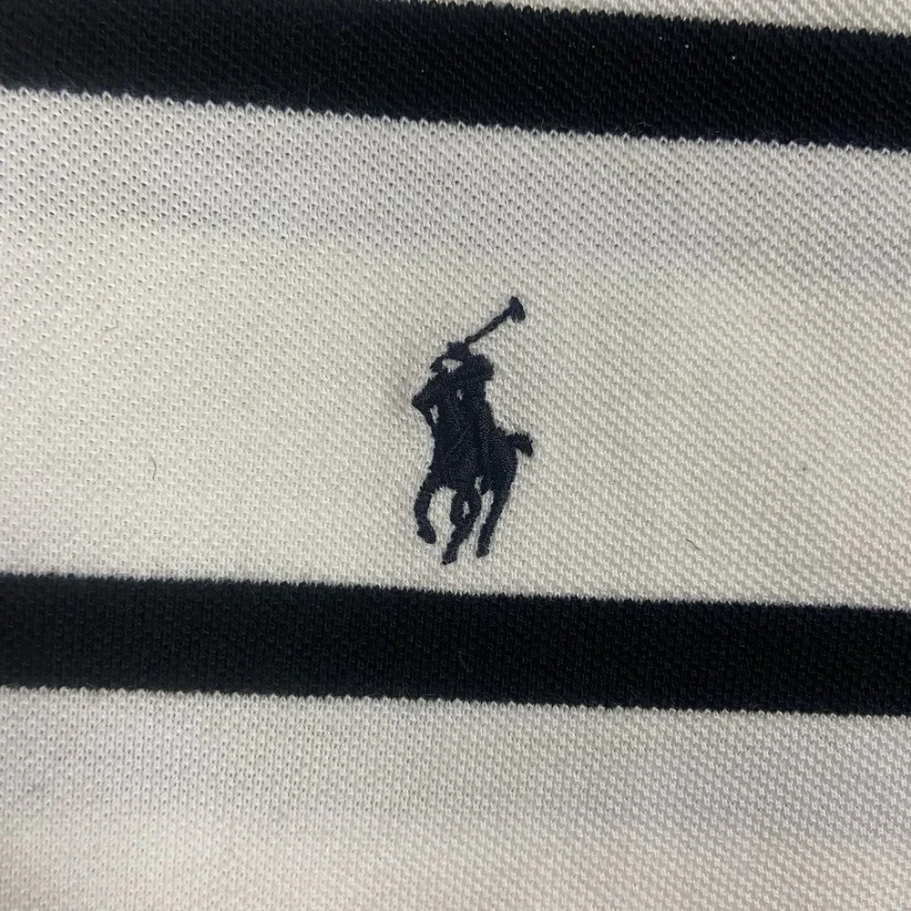NWT Vintage 90s Polo Ralph Lauren Polo Shirt Size Large Black Striped Pony Logo